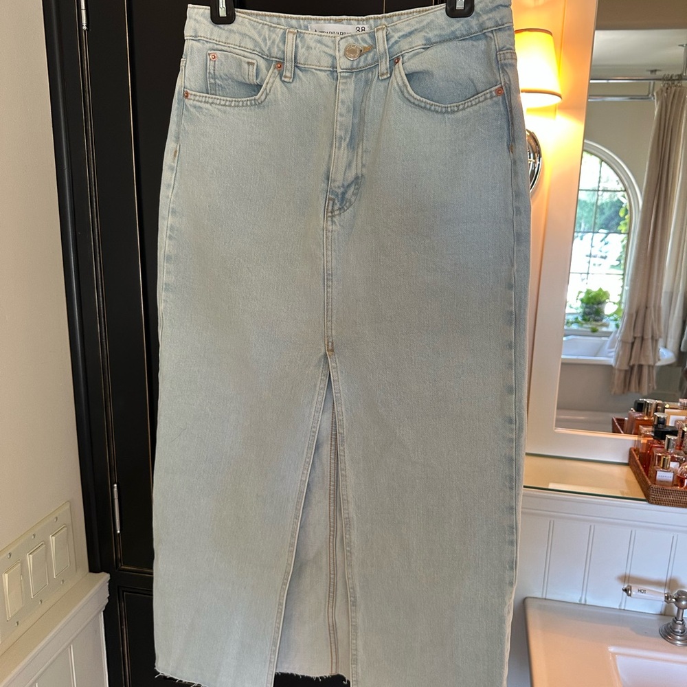 Stradivarius 5 pocket Light Blue soft Denim Skirt